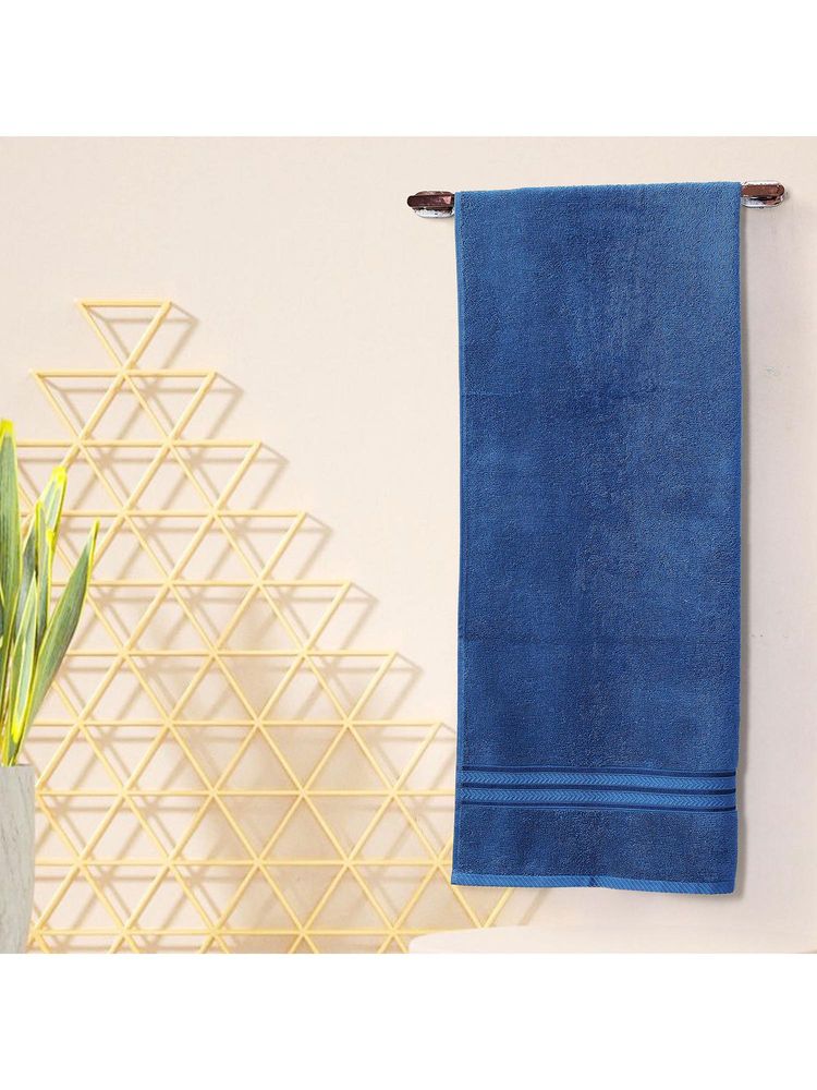 Layers True Care 100% Cotton 380 Gsm Blue Solid Bath Towel (Medium)-image-6