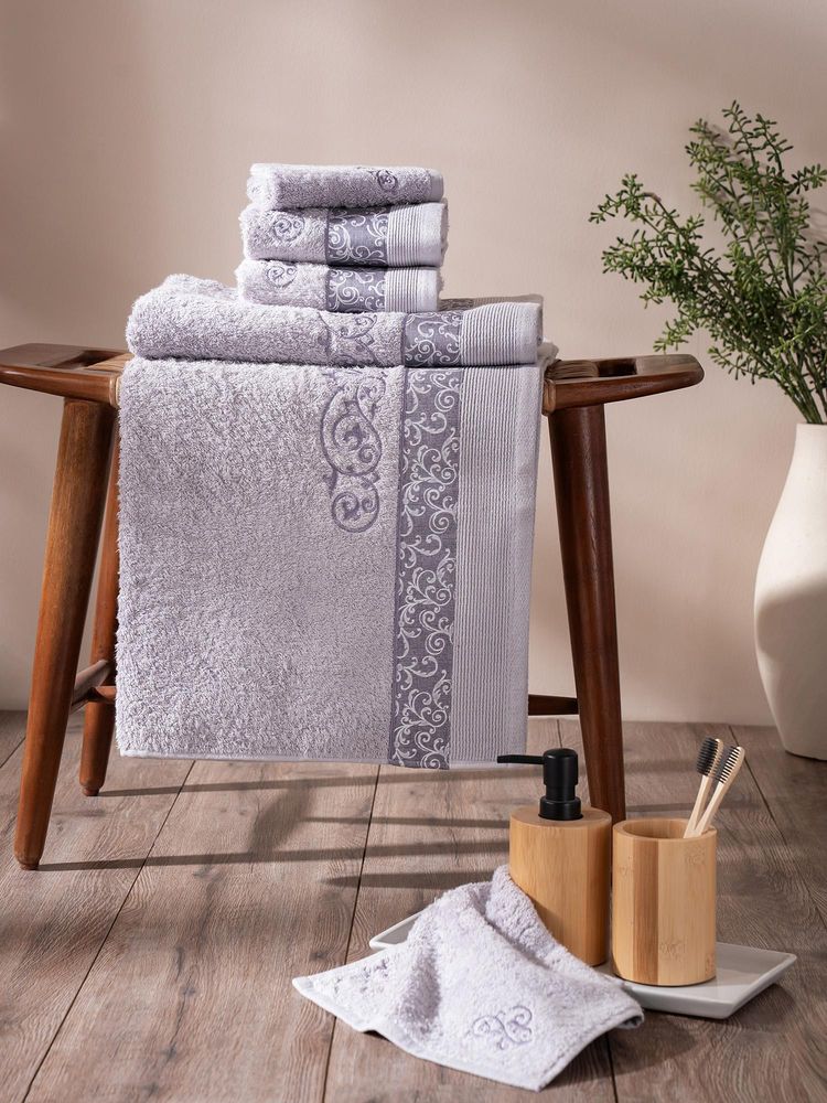 Maspar Lavender Selene Cotton Anti Lint Lavender Bath Towel Combo (Pack of 6)-image-15