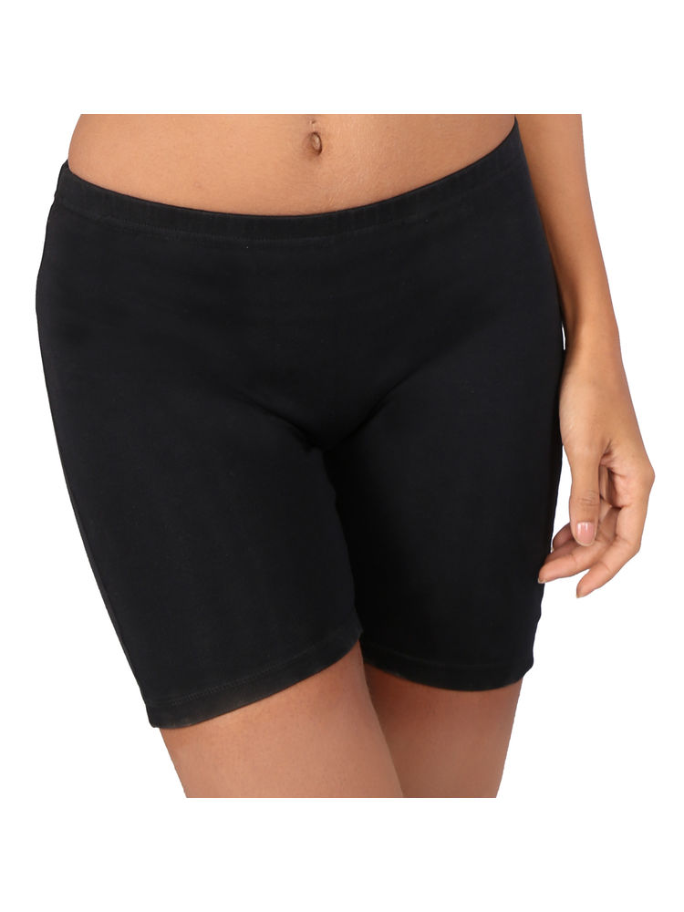 Bralux Cotton-Spandex Cycling Shorts Black Colour