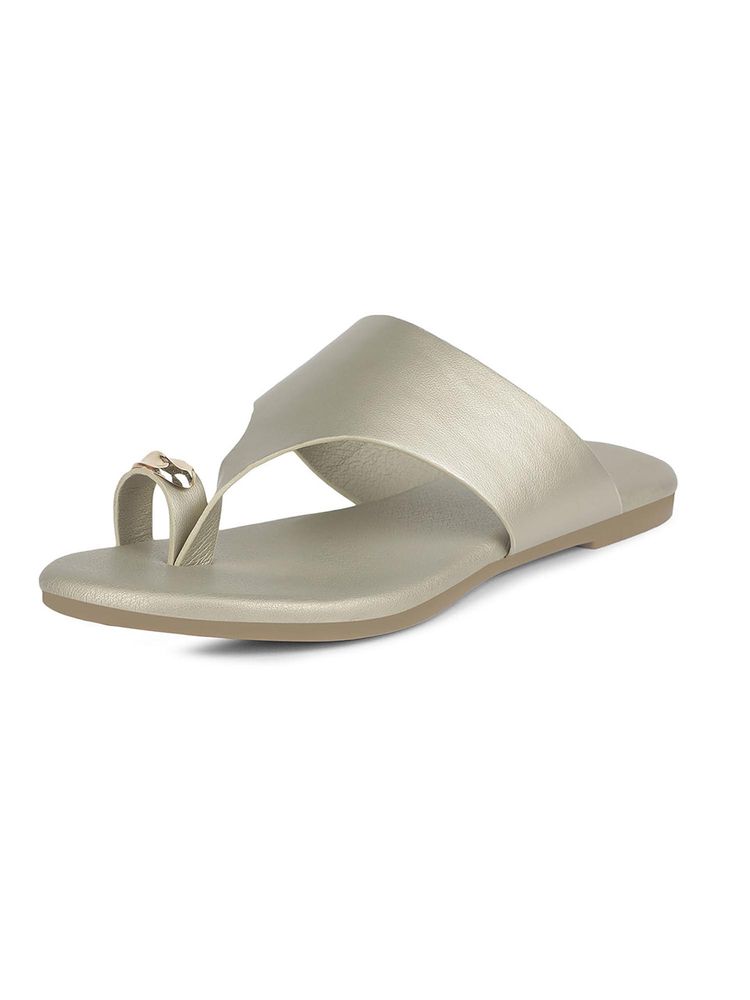 Bata Women Gold Stylish Toe Ring Flats-image-43