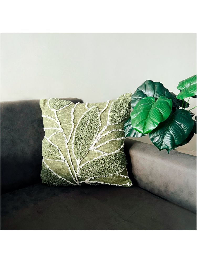 Casa Luna Decor Botanical Sage Green Tufted Cushion-image-4