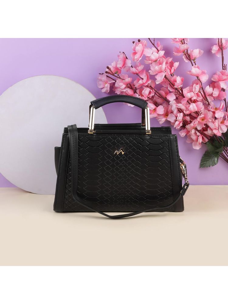 Metro Textured PVC Black Casual Satchel Bag-picture-14