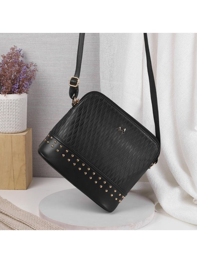 Metro Textured PVC Black Casual Sling Bag-picture-17