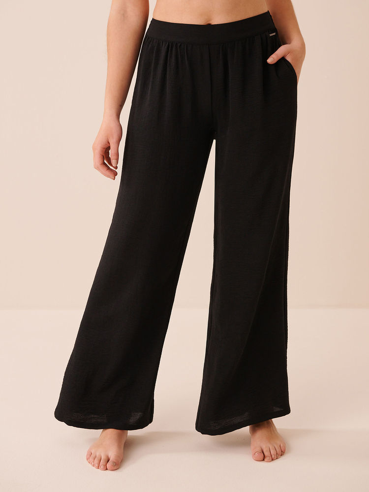 La Vie En Rose Black Wide Leg Crinkle Pant-picture-10