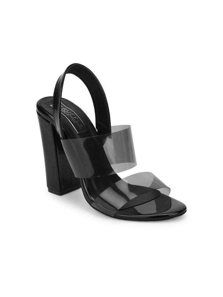 Truffle Collection Black Perspex Patent Sandals With Back Strap-picture-26