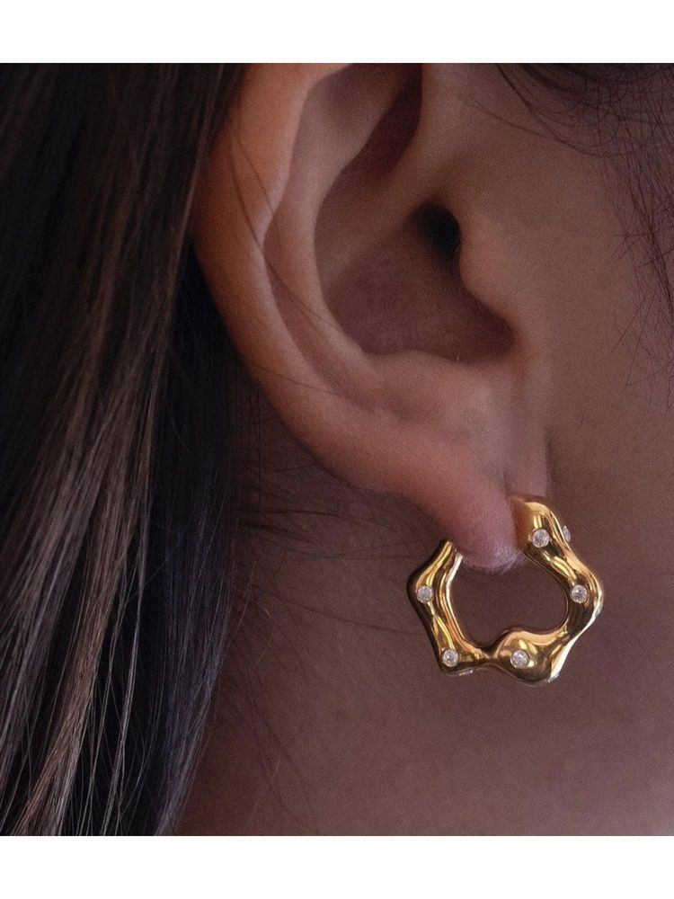 ANUSHKA JAIN JEWELLERY Gold Studded Wave Hoops-picture-24