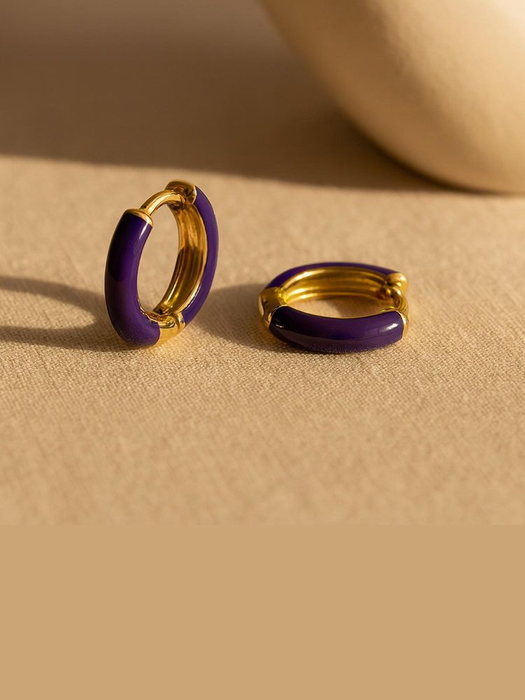 ANUSHKA JAIN JEWELLERY Purple Enamel Small Hoops-picture-17