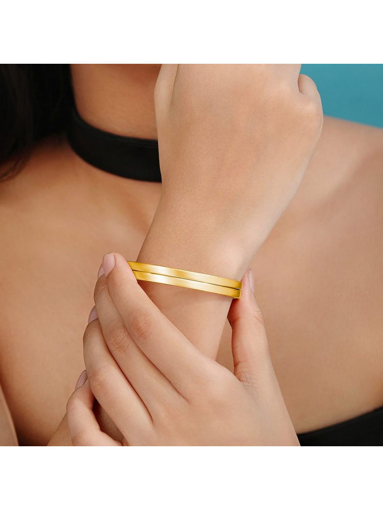 Zavya Gold Plated 925 Sterling Silver Plain Bangles (Pack of 2)-picture-15