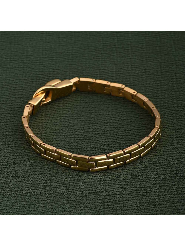 Palmonas Womens Waterproof and Anti-Tarnish Gold Rectangular Rhythm Link Bracelet-image-8