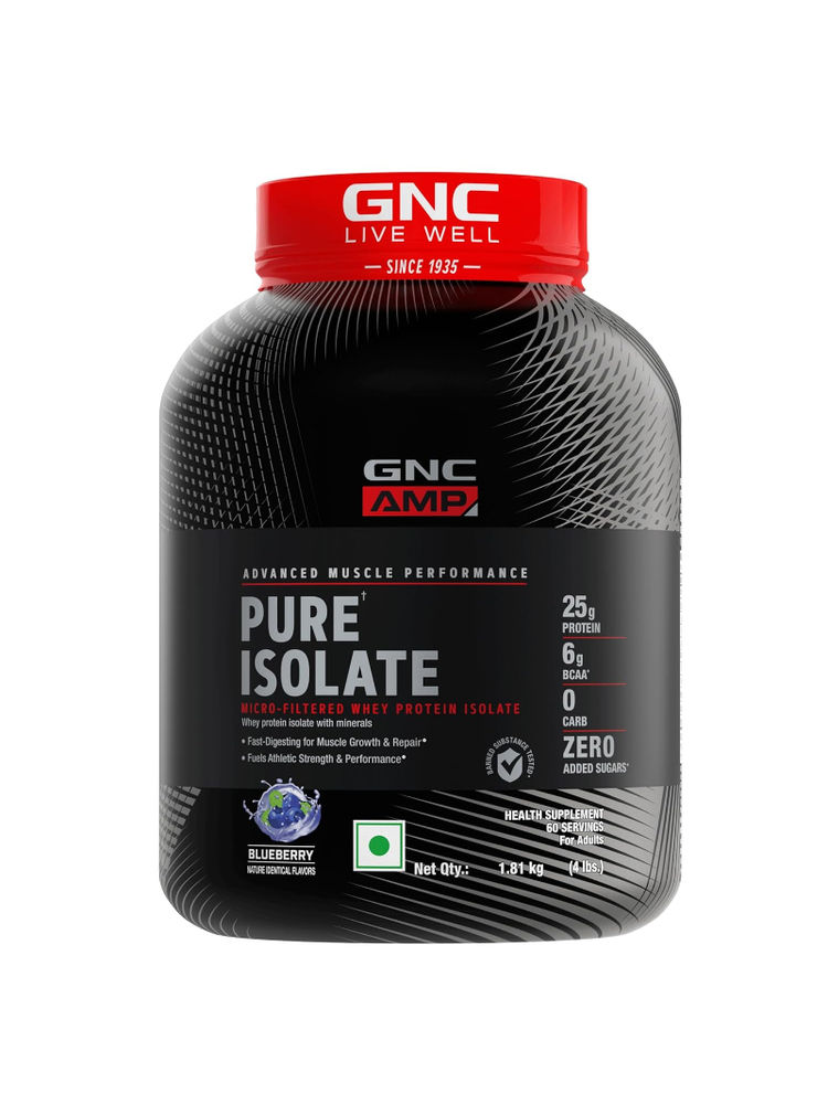 GNC AMP Isolate Zero Carb Protein Powder - Blueberry-image-0