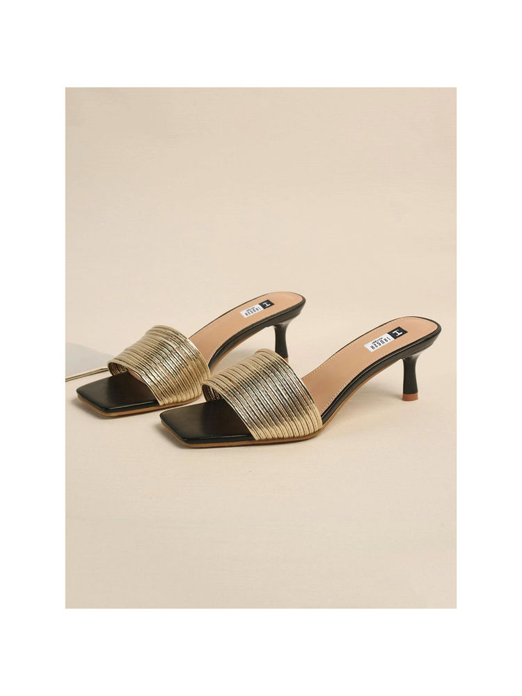 IRUSSH Women Shimmer Glide Heels Gold-image-8