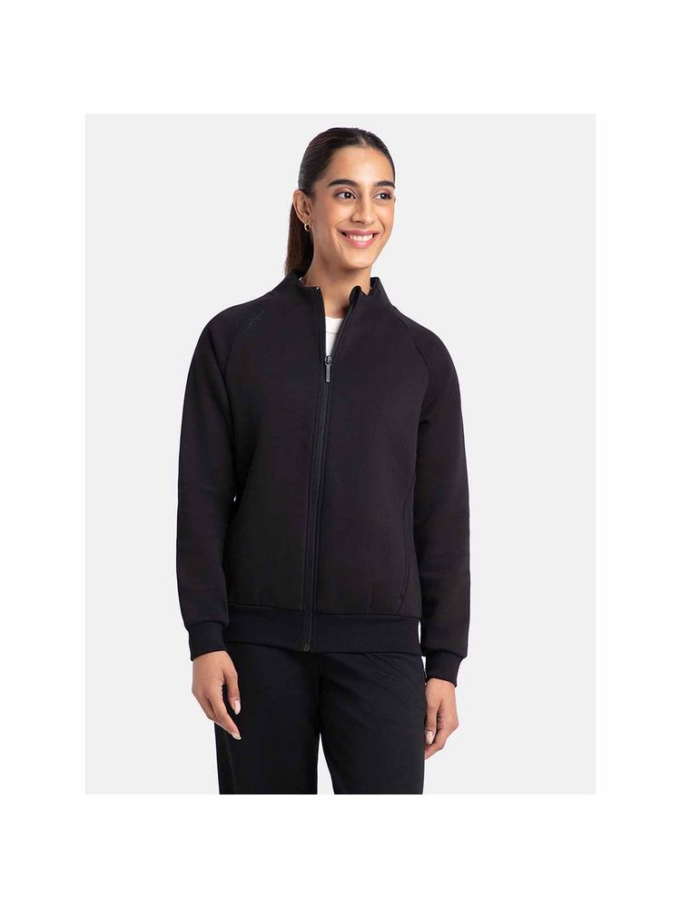 Jockey U108 Women Cotton Rich Fleece Fabric Full Zip High Neck Jacket - Black-image-14