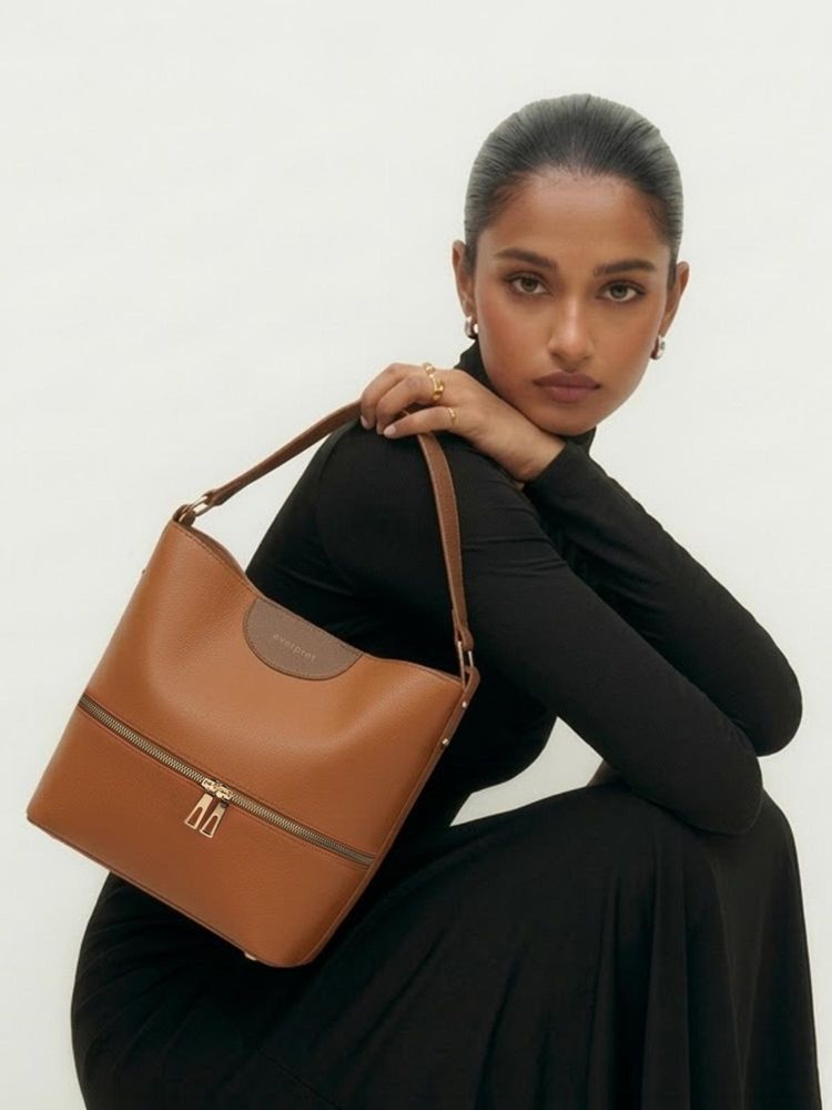 Everpret Vegan Leather Gold Accents Brown Ophelia Handbag with Pouch-image-43