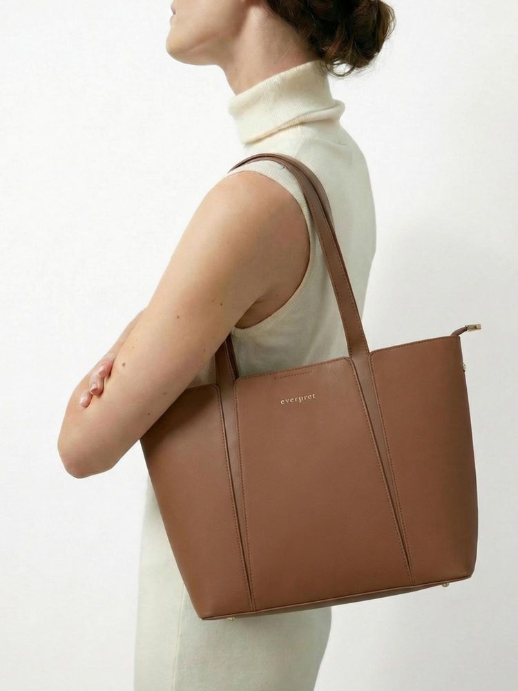 Everpret Beige Laptop Compartment Camille Minimal Tote Bag-picture-12