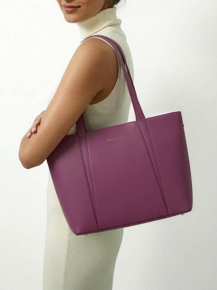 Everpret Purple Laptop Compartment Camille Minimal Tote Bag-picture-13
