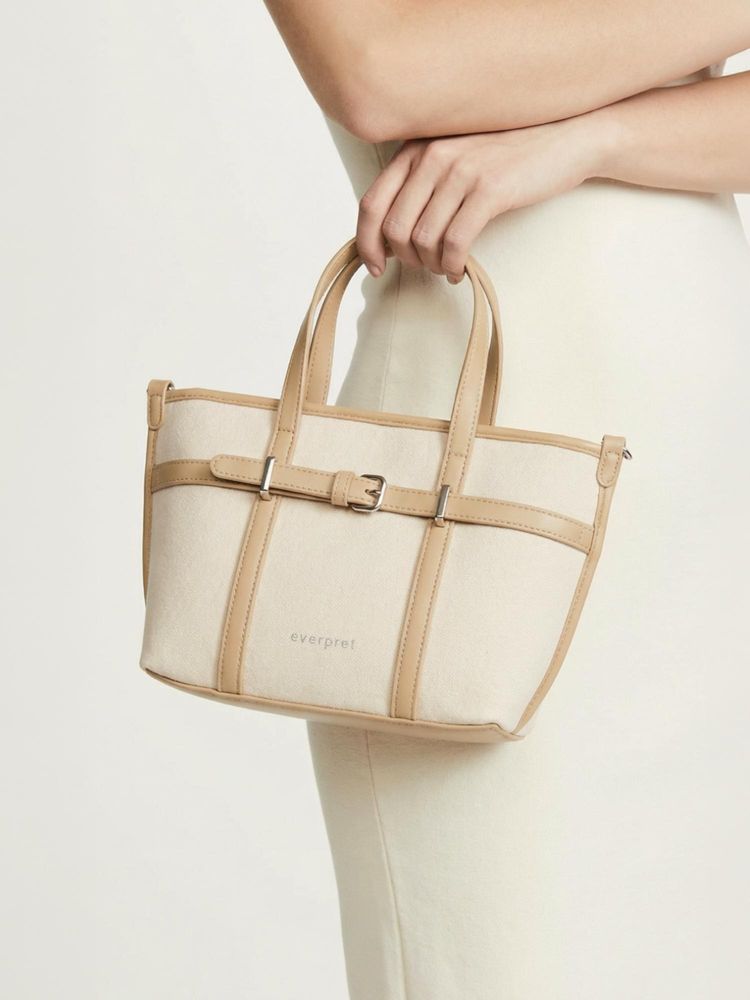 Everpret Beige Spacious Organized Interior Celeste Satchel Bag with Detachable Strap-picture-22