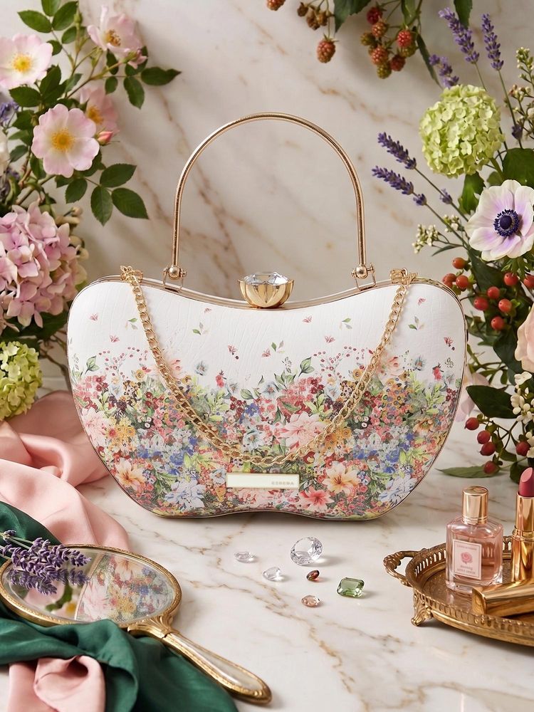 ESBEDA Womens White Petal Blossom Curve Clutch (S)-image-46