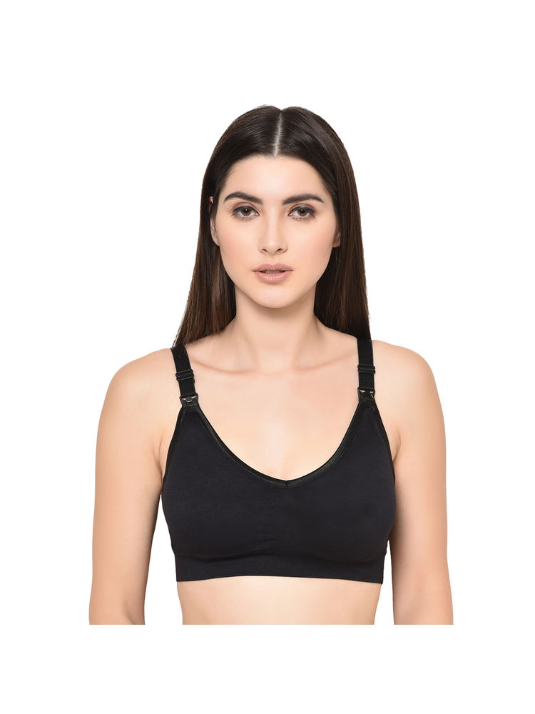 Mamma Presto Wirefree Lightly Padded Maternity Feeding Bra - Black-picture-18