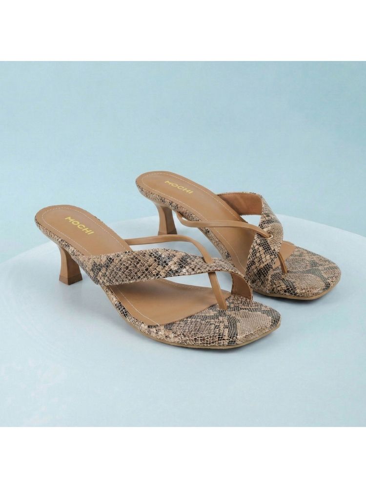 Mochi Women'S Beige Kitten Heeled Sandals-picture-36