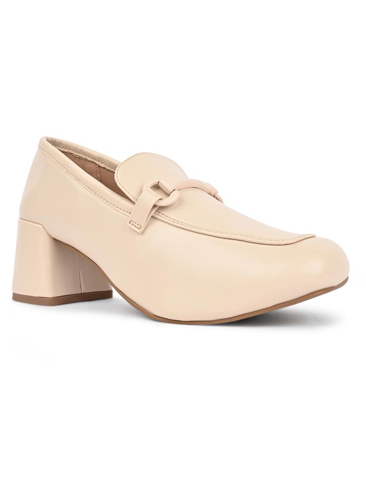 Call It Spring Womens Off White Block Heel Loafers-picture-30