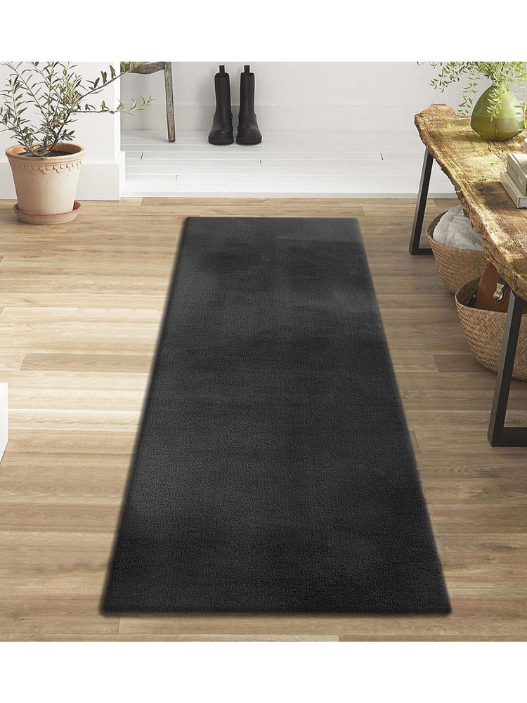 OBSESSIONS Solid Rabit Fur Bedside Runner - Grey-picture-24
