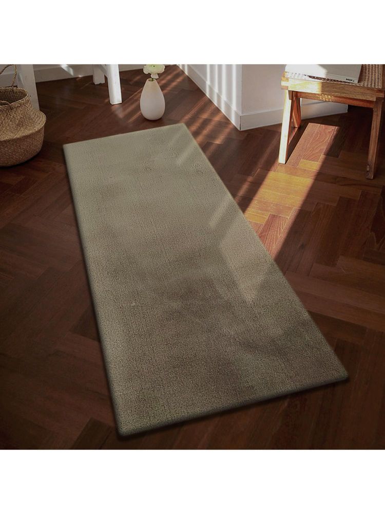 OBSESSIONS Solid Rabit Fur Bedside Runner - Olive-picture-25