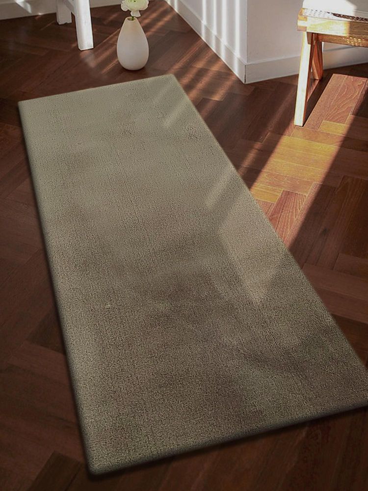 OBSESSIONS Solid Rabit Fur Bedside Runner - Olive-picture-19