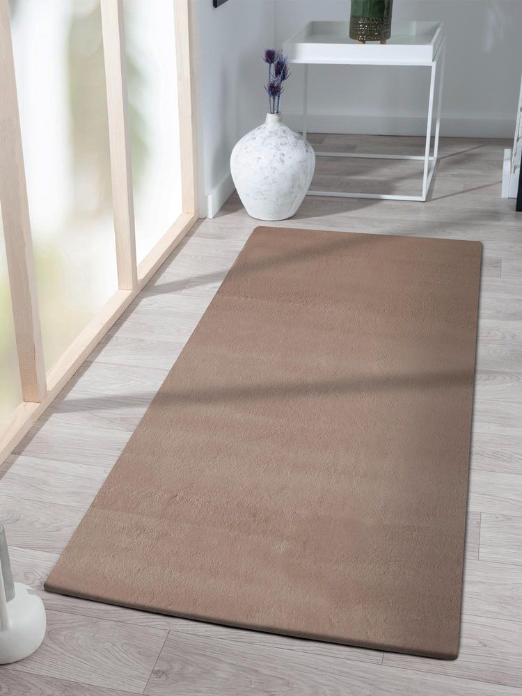 OBSESSIONS Solid Rabit Fur Bedside Runner - Beige-picture-34