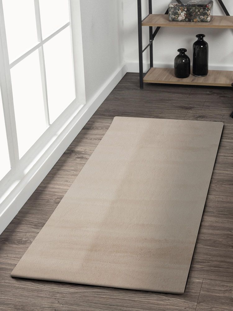 OBSESSIONS Solid Rabit Fur Bedside Runner - Brown-picture-21
