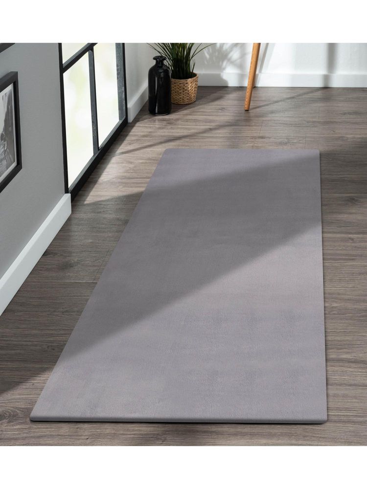 OBSESSIONS Solid Rabit Fur Bedside Runner - Grey-image-34