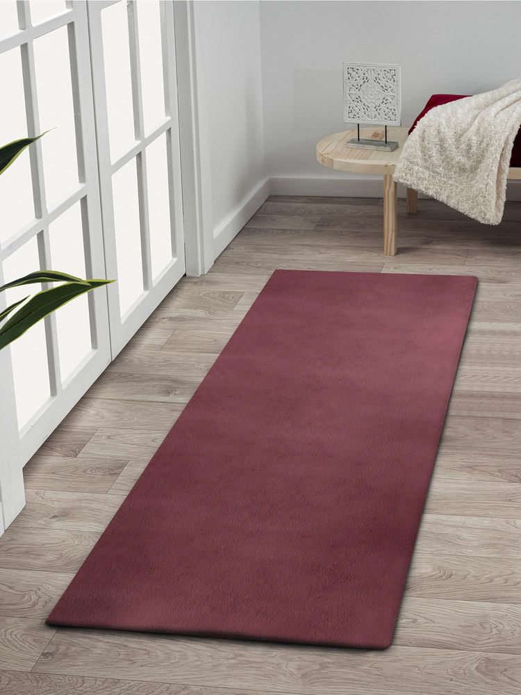 OBSESSIONS Solid Rabit Fur Bedside Runner - Maroon-image-41