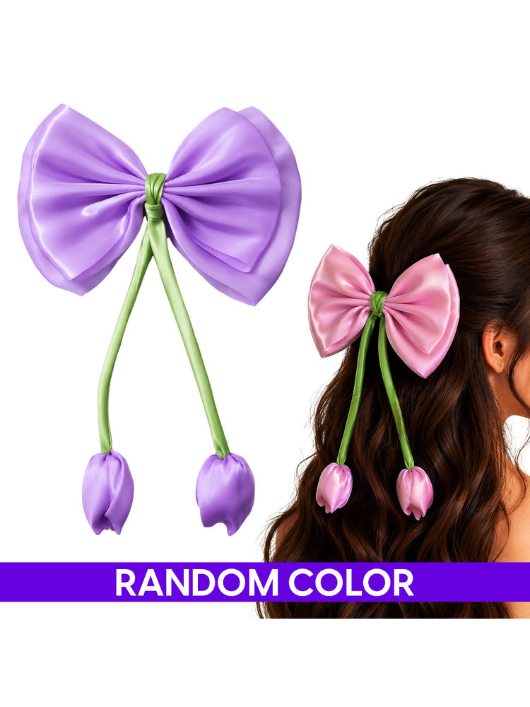 Matra Bow Hair Clip with Tulip Flower Ribbon Satin Bowknot Korean Alligator Clip-picture-31