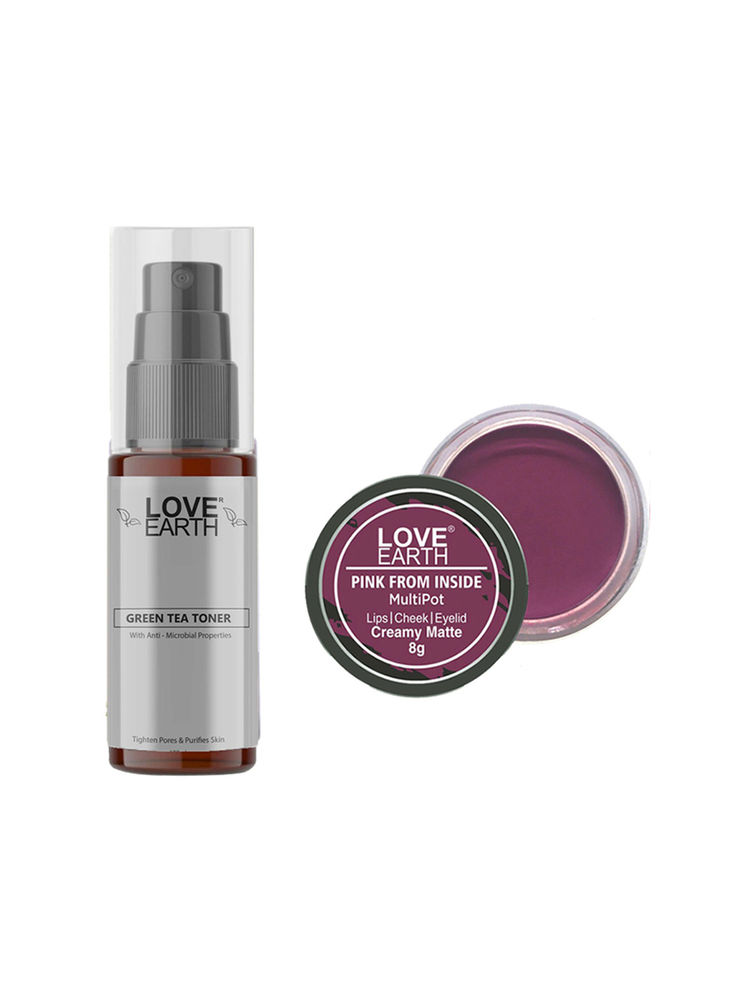 Love Earth Lip Tint & Cheek Tint Pink From Inside + Green Tea Toner-picture-29
