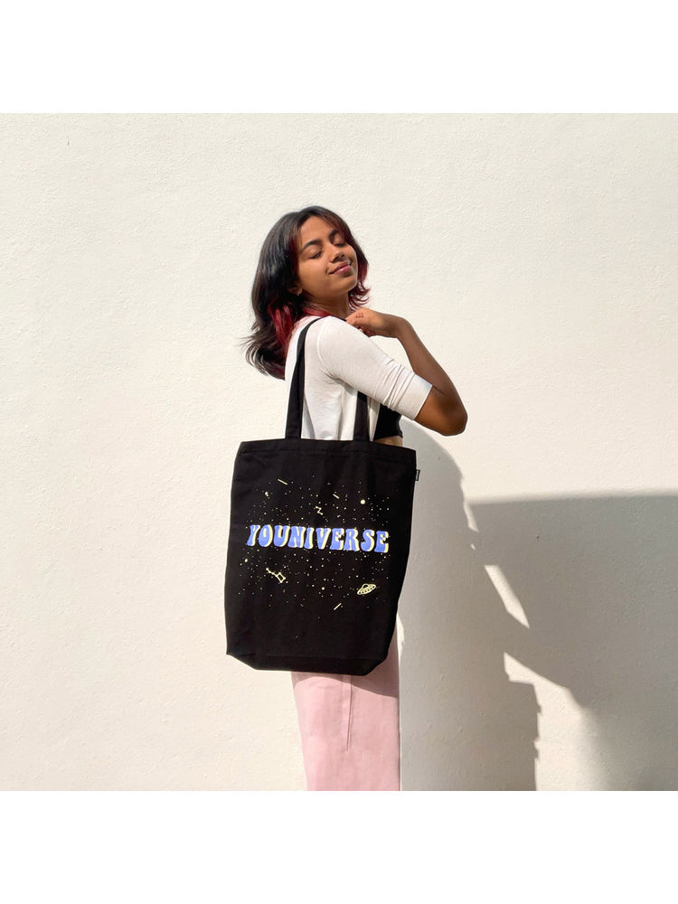 EcoRight Black Youniverse Canvas Tote Bag with Zip-picture-15