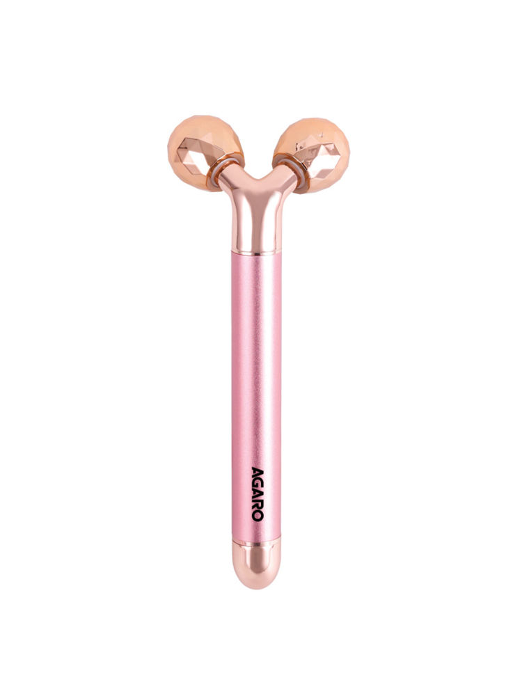 Agaro 3 In 1 3D Face Roller 2597 Rose Gold Facial Massage Tool For Firming Lifting And Toning