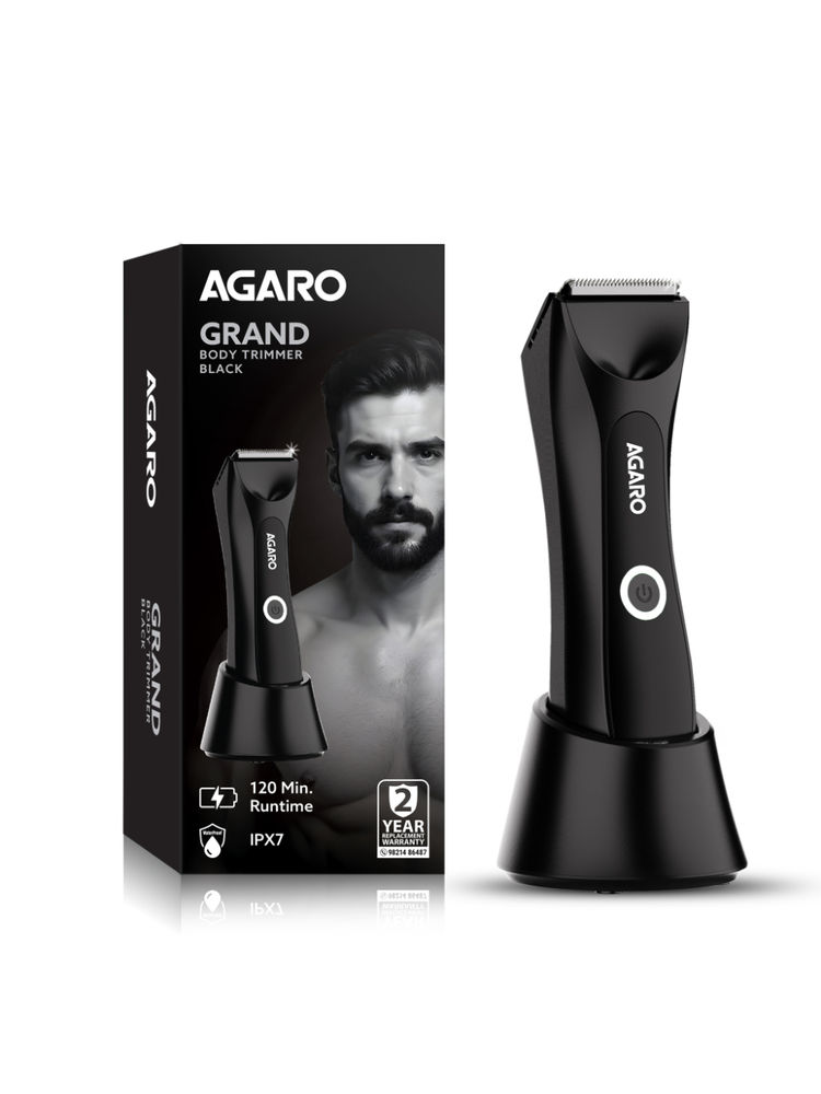 Agaro Grand Body Trimmer Cordless Waterproof IPX7 6 Settings Ceramic Blades Dock Charger