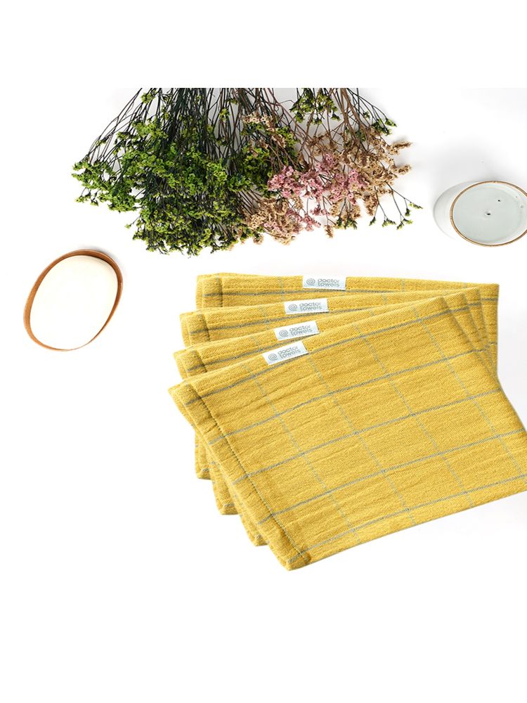 Doctor Towels Banana Double Cloth Face Towel Pack of 4 - Golden Ochre (S)-image-40