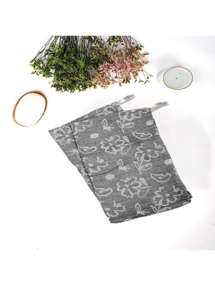 Doctor Towels Banana Jacquard Floral Hand Towel Pack of 2 - Charcoal (S)-image-15