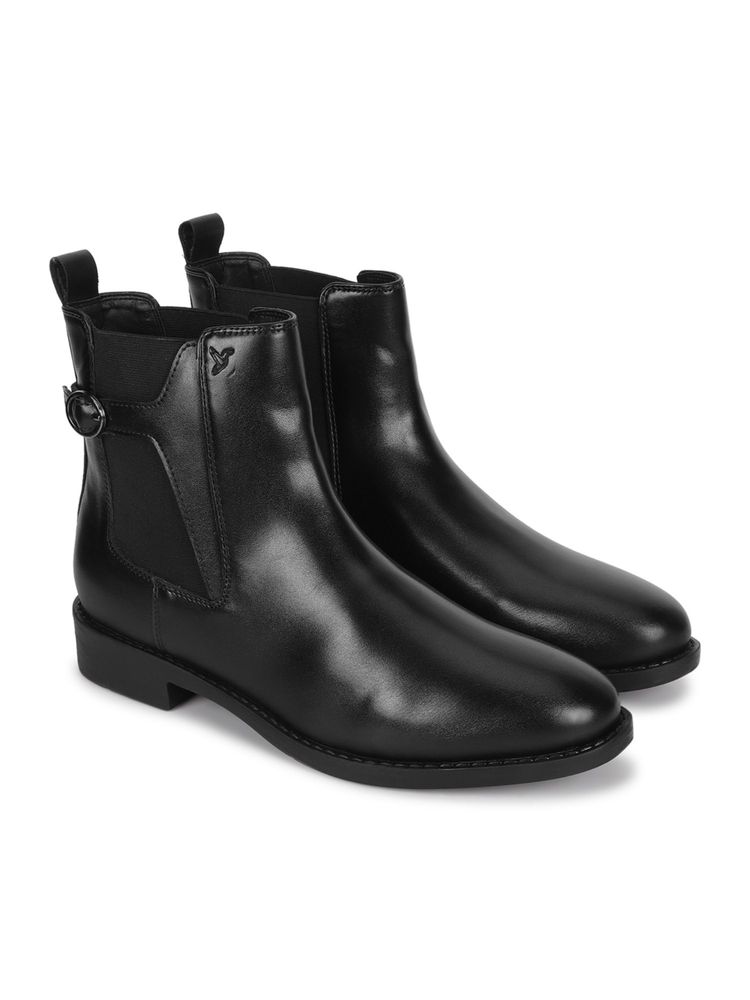 Yoho Women Black Buckle Boots-image-10