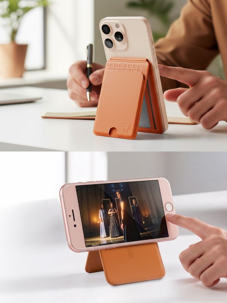 EUME MagVault Magsafe Stand with Magnetic Ring Slim Card Holder - Rustic Orange-image-49