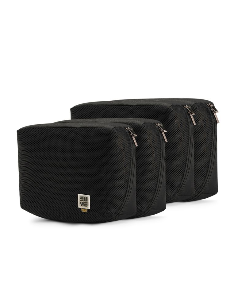 EUME Multi Size Packing Cubes Toiletry & Travel Organiser Pouches - Black (M/L) (Pack of 4)-image-28