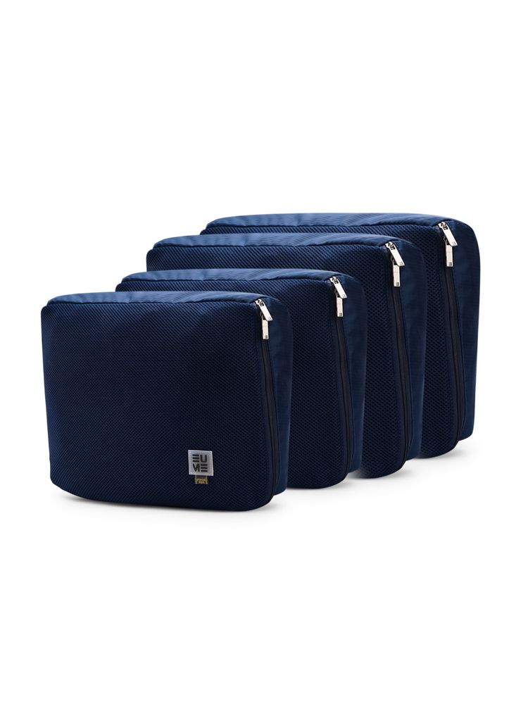 EUME Multi Size Packing Cubes Toiletry & Travel Organiser Pouches - Navy Blue (M/L) (Pack of 4)-image-38