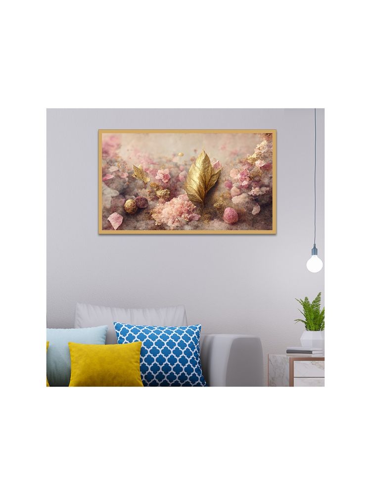 Dekorstation Golden Leaf and Twigs On Light Background Wall Painting-image-8