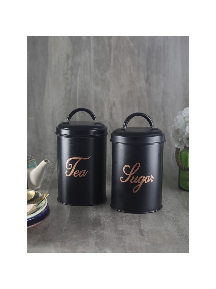 VarEesha Black Matt Tea and Sugar Stainless Steel Jars-picture-49