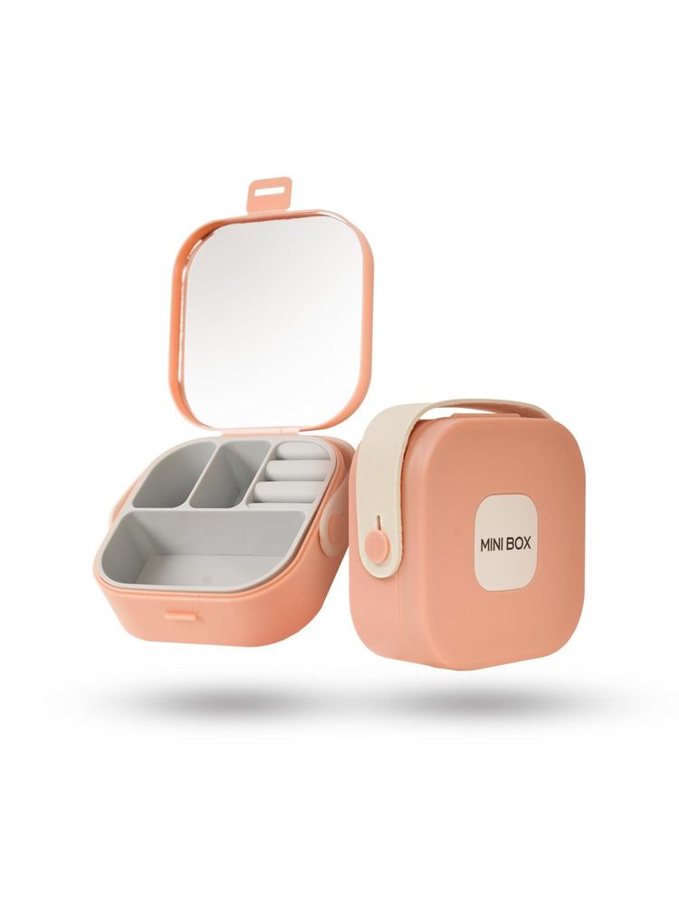 Awestuffs Mini Box Portable Jewellery Storage Box with Mirror and Leather Handle-picture-12