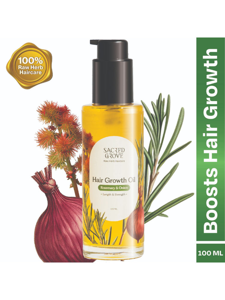 Sacred Grove Castor Onion Rosemary Hair Growth Oil Non-Sticky Hairgrowth Oil for Hairfall & Thinning