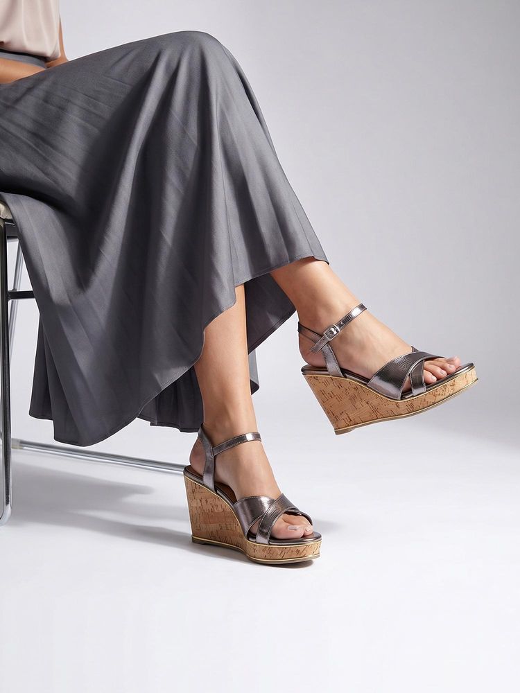 Chaal Chalan Women Oria Wedges Heels - Metallic-picture-26