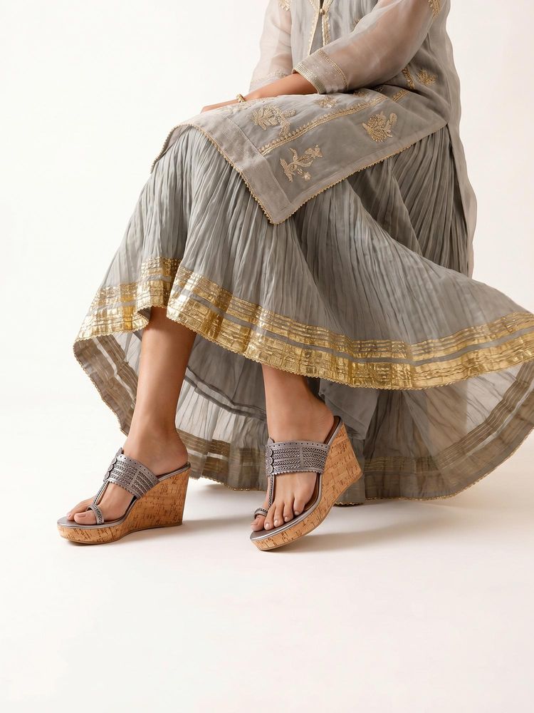 Chaal Chalan Women Amara Wedges Heels - Metallic-picture-29