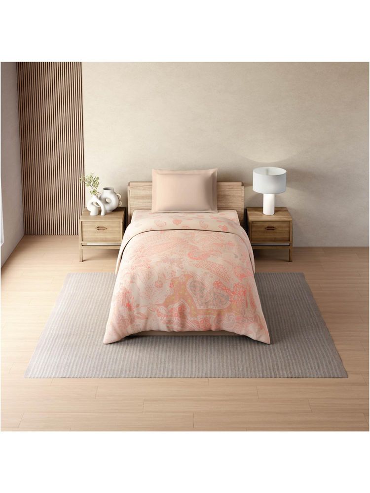 SPACES Zera Hygro Cotton 233 TC Percale Graphic Premium Single Quilt - Orange-image-4