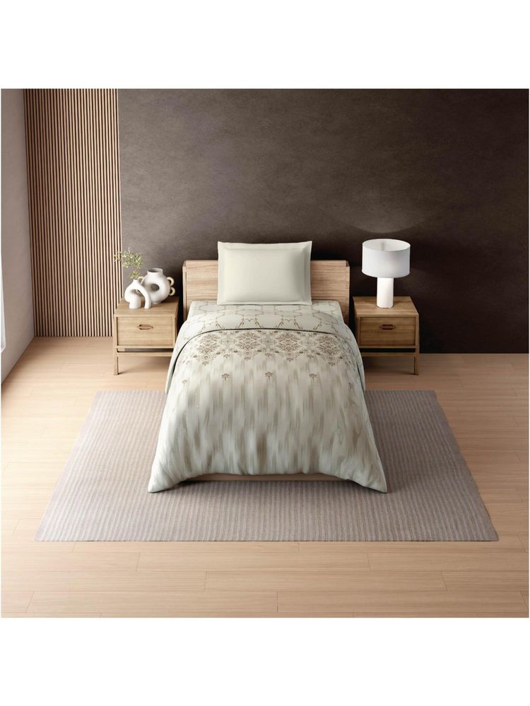 SPACES Zera Hygro Cotton 233 TC Percale Graphic Premium Single Quilt - Beige-image-49